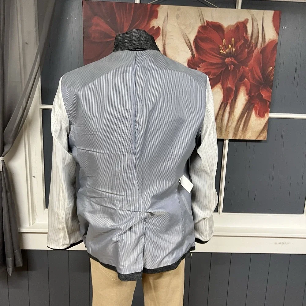 Banana‎ Republic Soft Knit Blazer Sport Coat Mens 44R Slim Fit Herringbone Gray